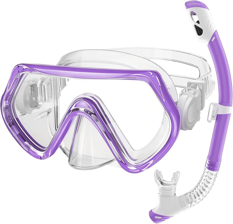 ZipAura Snorkeling Gear for Kids, Kids Snorkel Set for Ages 3-14, Anti-Fog Diving Mask and Dry Top Snorkel Combo Set, Unisex Swimming Goggles - Image 1